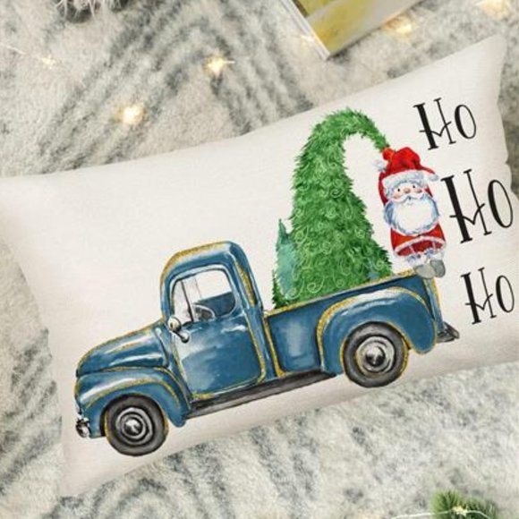 Farmhouse Christmas Pillow Cover Accent Cottage Decor Santa Holiday Decorations - Picture 1 of 6